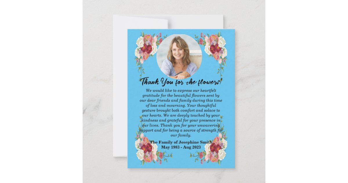 Funeral Thank You For Flowers After Death Note Card Zazzle