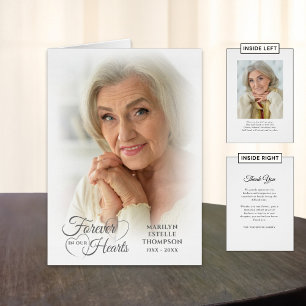 Funeral Thank You FOREVER IN OUR HEARTS 2 Photos Cards