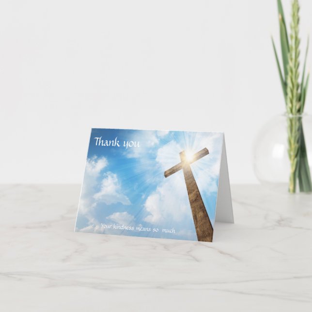 Funeral -Thank You from Family Christian Cross Thank You Card (Front)