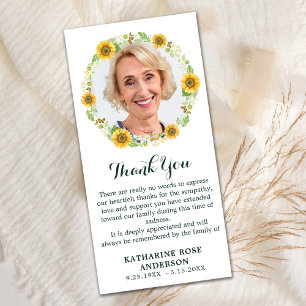 Funeral THANK YOU Memorial Photo Floral Sympathy Card