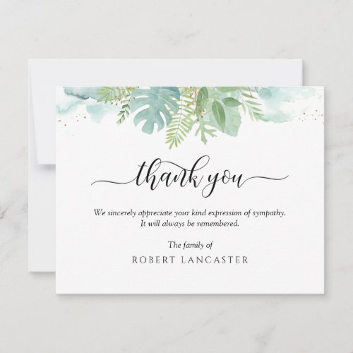 Funeral Thank You Note Airy Greenery