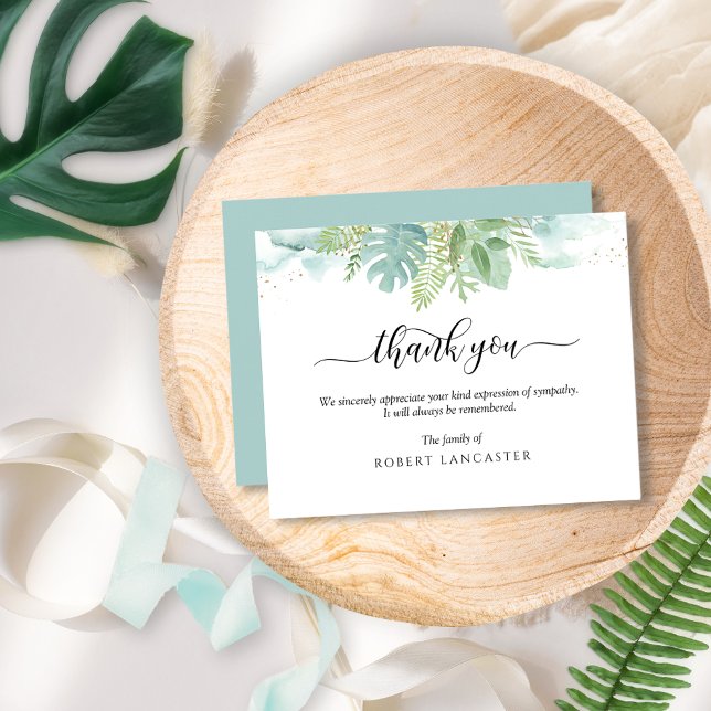 Funeral Thank You Note, Airy Greenery Card (Creator Uploaded)