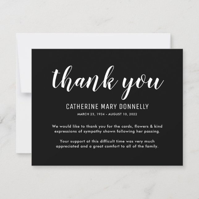 Funeral Thank You Note | Behreavement Sympathy (Front)
