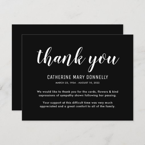 Funeral Thank You Note | Behreavement Sympathy | Zazzle