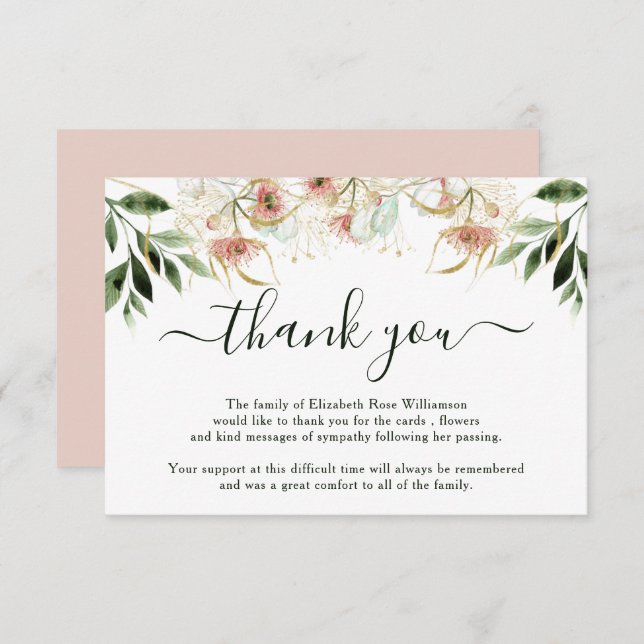Funeral Thank You Note | Bereavement| Eucalyptus (Front/Back)