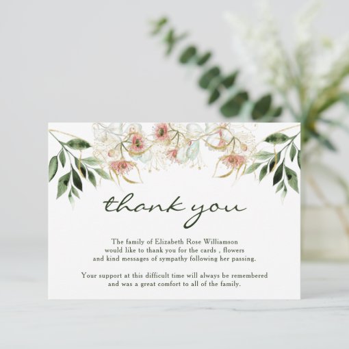 Funeral Thank You Note | Bereavement| Eucalyptus | Zazzle