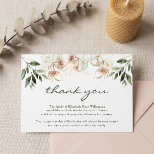 Funeral Thank You Note   Bereavement  Eucalyptus Card