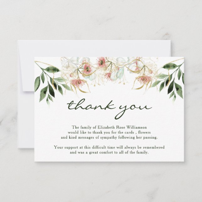Funeral Thank You Note | Bereavement| Eucalyptus Card