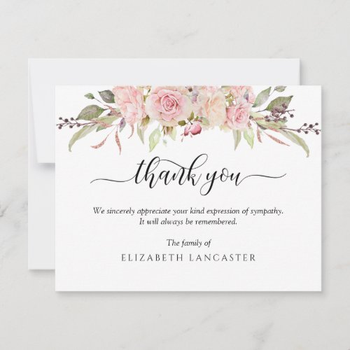 Funeral Thank You Note Blush Floral