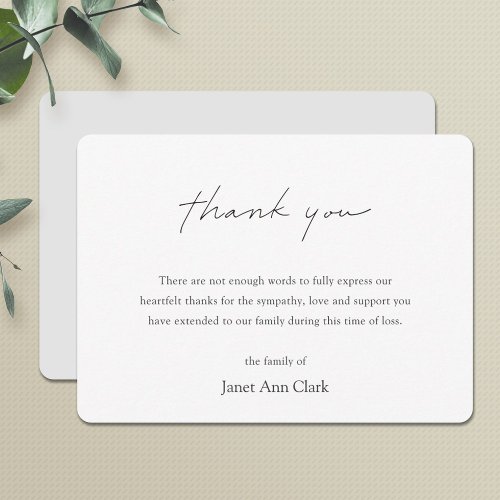 Funeral Thank You Note Card