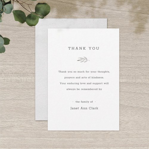 Funeral Thank You Note Card  Watercolor