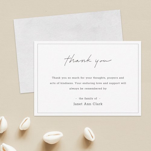 Funeral Thank You Note Card  Watercolor