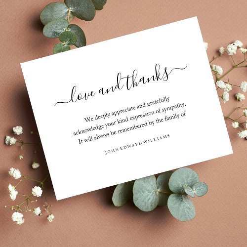 Funeral Thank You Note Cards Bereavement