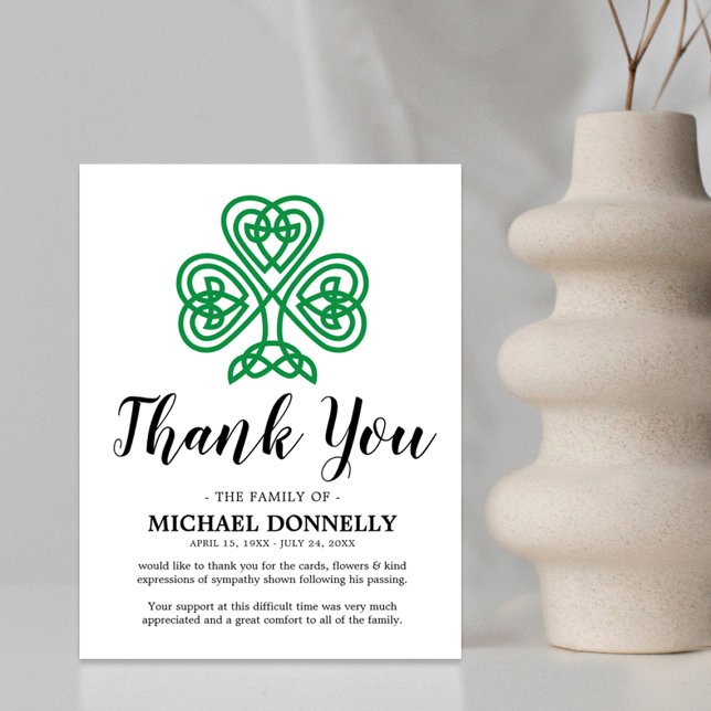 Funeral Thank You Note | Celtic Shamrock (Creator Uploaded)