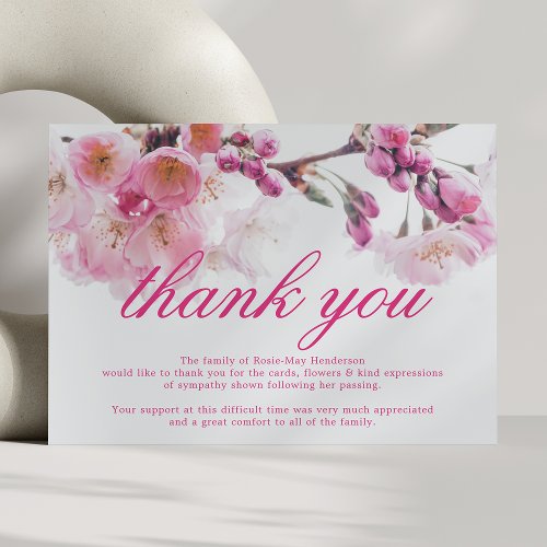 Funeral Thank You Note  Cherry Blossom Sympathy