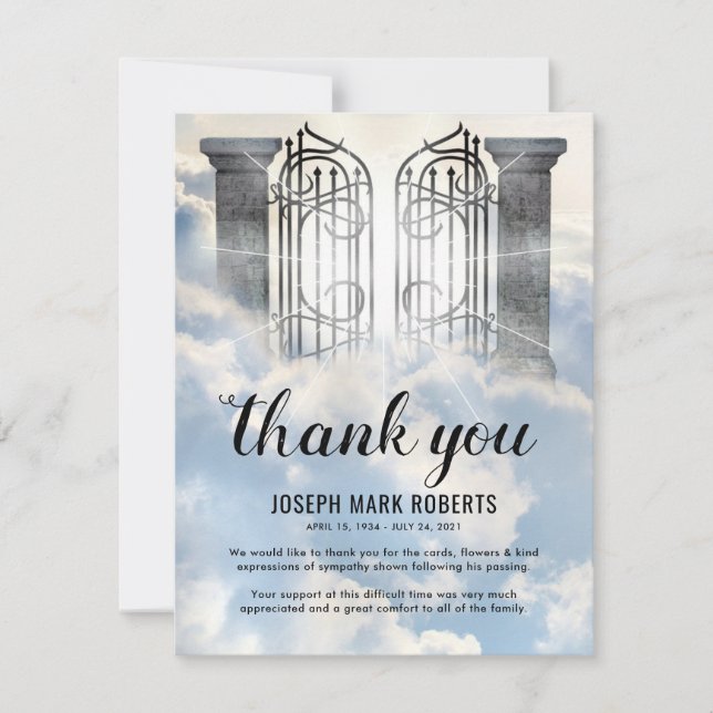 Funeral Thank You Note | Gates of Heaven (Front)