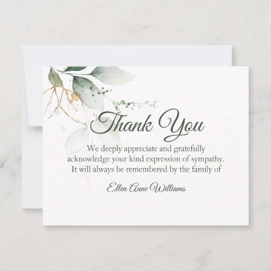 Funeral Thank You Note Grief Nature Bereavement