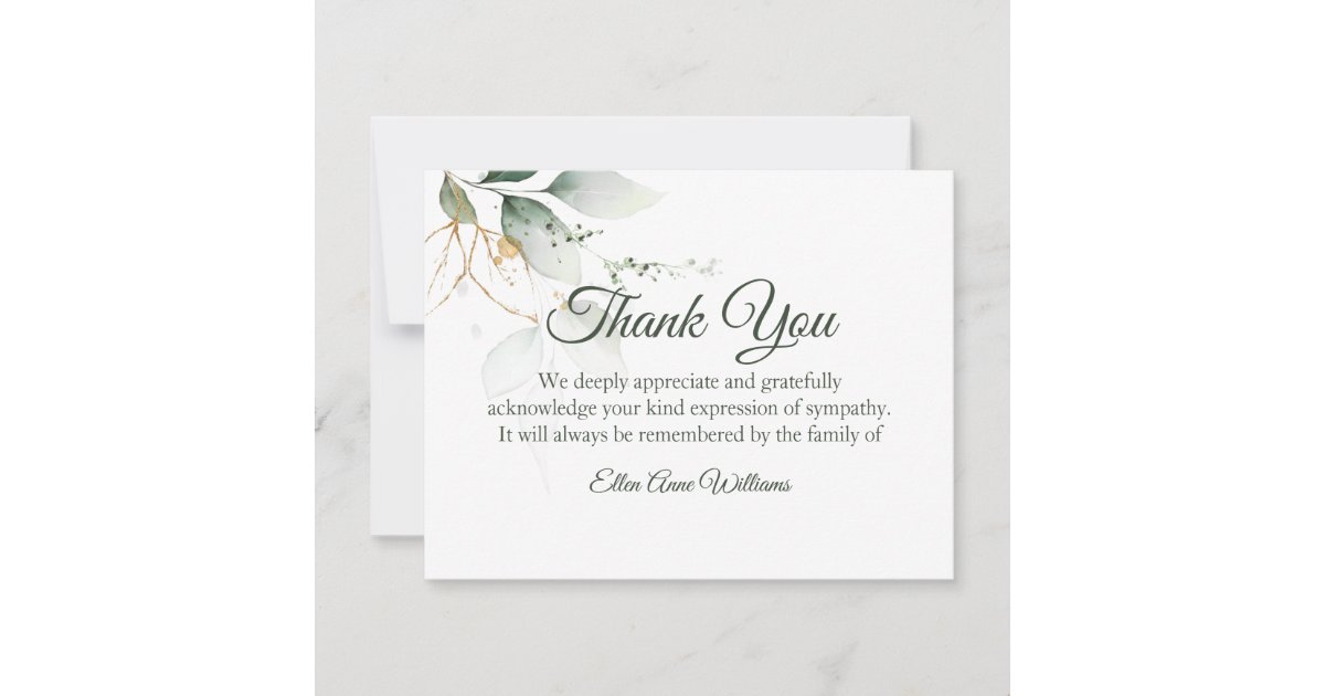 Funeral Thank You Note Grief Nature Bereavement