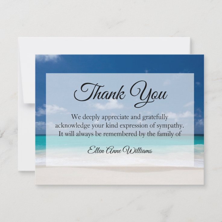 Funeral Thank You Note Grief Ocean | Bereavement | Zazzle