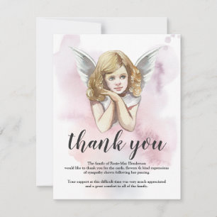 Funeral Thank You Note   Heavenly Girl Angel Card