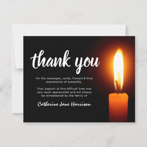 Funeral Thank You Note  Memorial Candle
