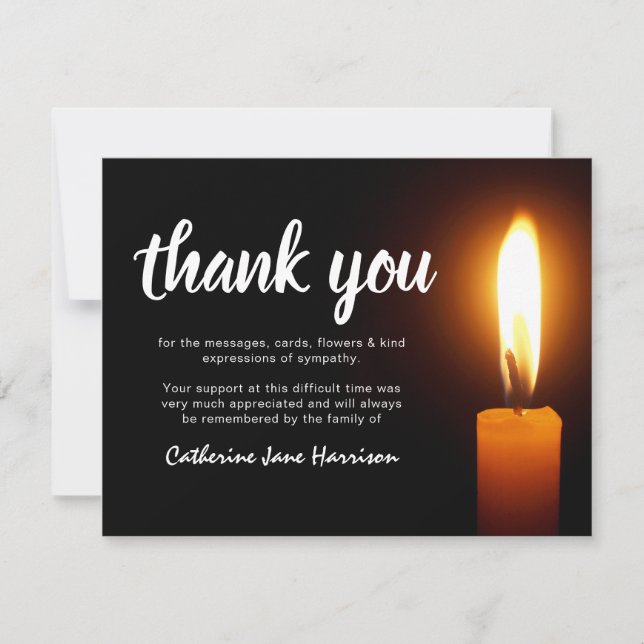 Funeral Thank You Note | Memorial Candle Card (Front)