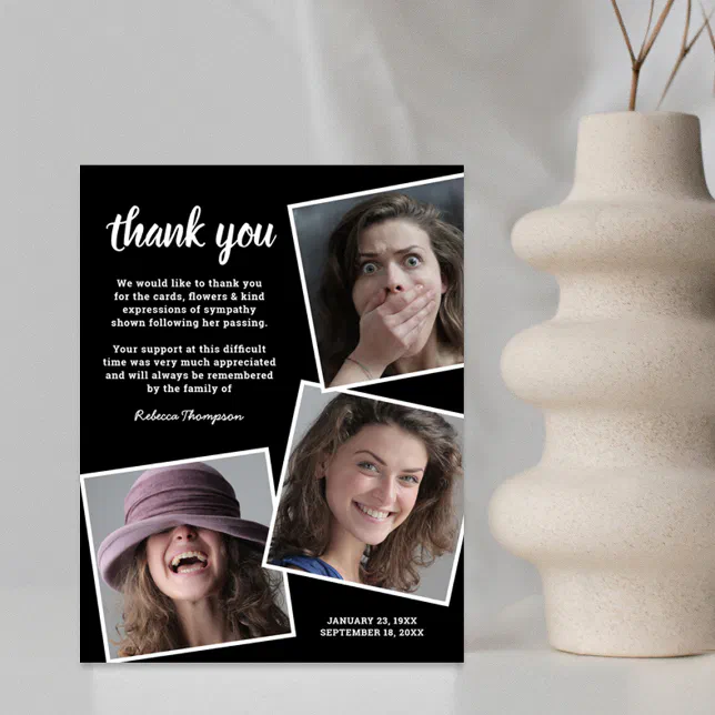 Funeral Thank You Note | Memorial Photo Card | Zazzle