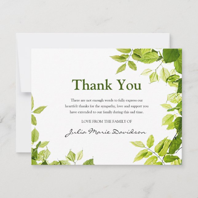 Funeral Thank You Note | Nature Card (Front)
