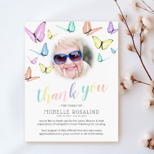 Funeral Thank You Note   Photo Butterfly Card