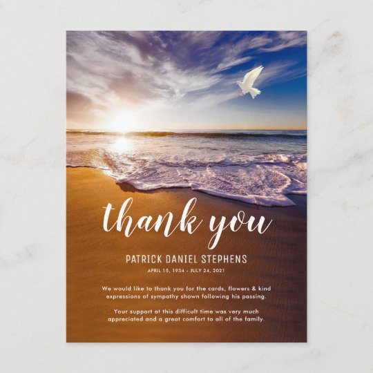 Funeral Thank You Note Sympathy Ocean Dove Zazzle Com