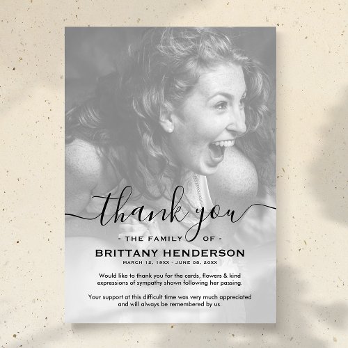 Funeral Thank You Note  Sympathy Photo