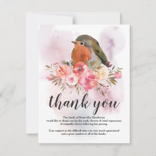 Funeral Thank You Note   Sympathy Robin Card