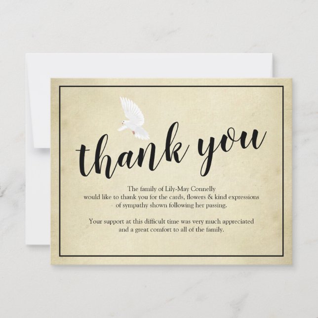 Funeral Thank You Note | Vintage Bereavement Card (Front)