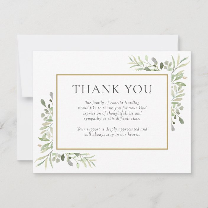 Funeral Thank You Note Watercolor Floral | Zazzle.com