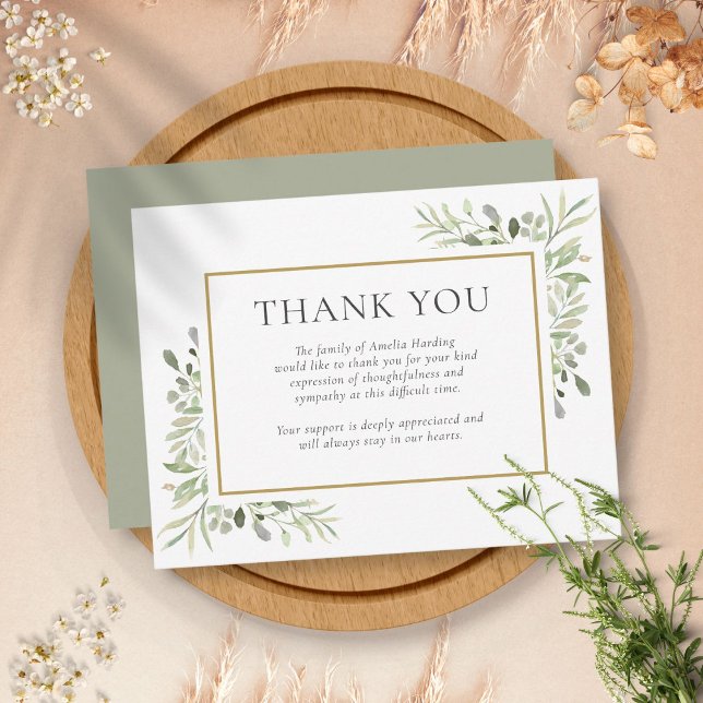Funeral Thank You Note Watercolor Floral Card (Creator Uploaded)