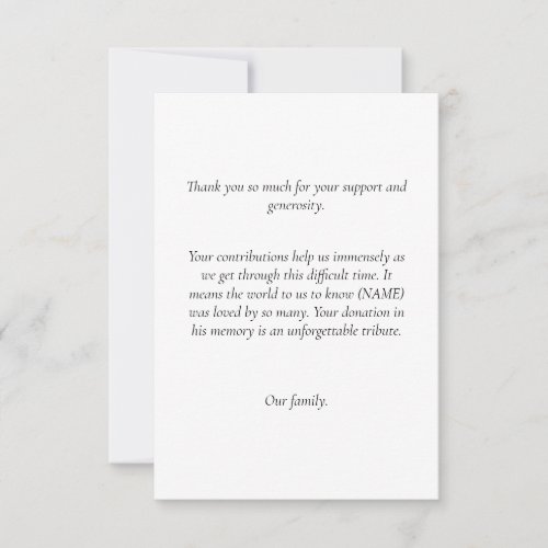 Funeral Thank You Notes for Donations Invitation