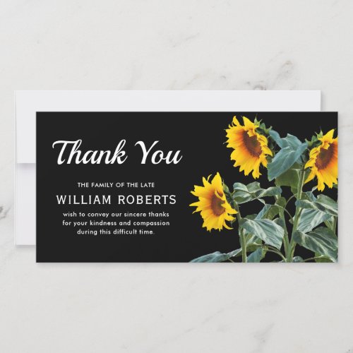 Funeral Thank You  Personalized Sunflower Card