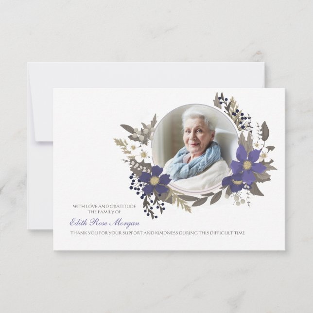 Funeral Thank You Photo Floral Card (Front)