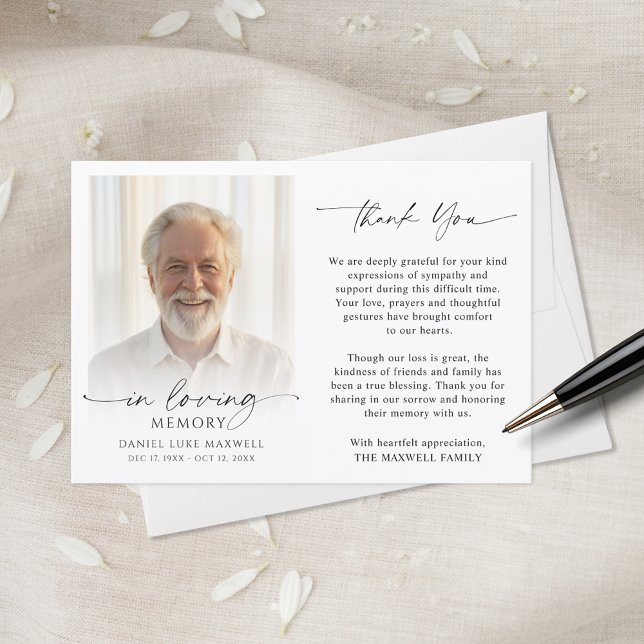 Funeral Thank You Photo In Loving Memory Card (Creator Uploaded)