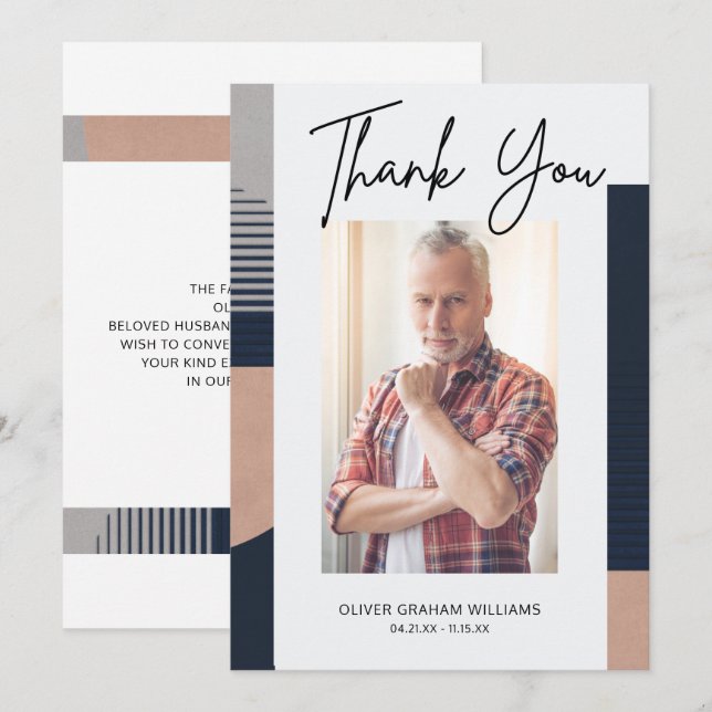 Funeral Thank You Photo Sympathy Bereavement  (Front/Back)