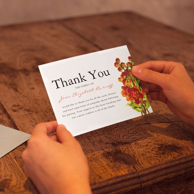 Funeral Thank You | Red Poppy Memorial Card (Creator Uploaded)