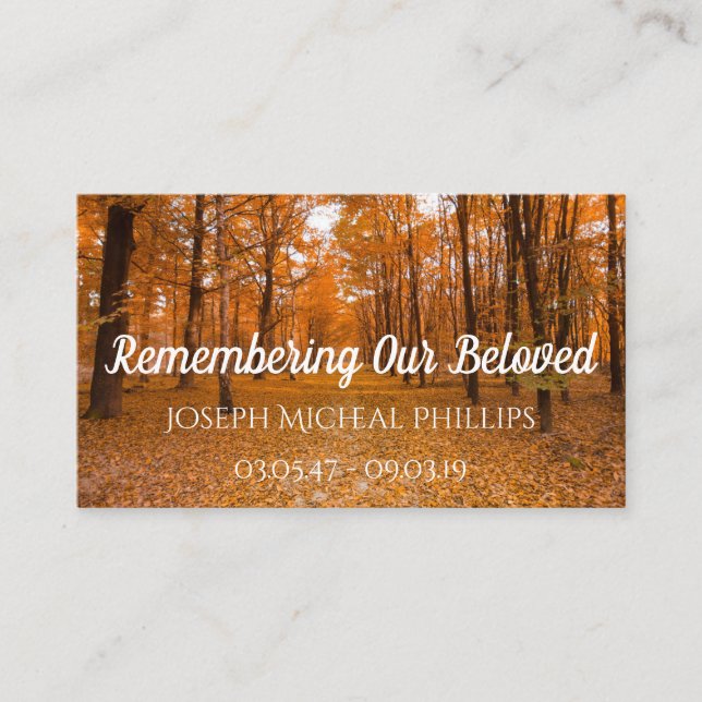 Funeral Thank You | Remembrance Card. Enclosure Card (Front)