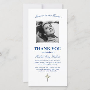 Funeral Thank You Sympathy Blue Photo Card