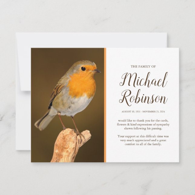 Funeral Thank You | When Robin's appear Card (Front)