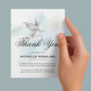 Funeral Thank You White Dove Sympathy Card