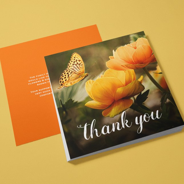 Funeral Thank You | Yellow Orange Flowers Card (Creator Uploaded)