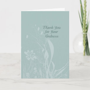 Funeral Thanks for Sympathy Kindness Teal Flowers Card