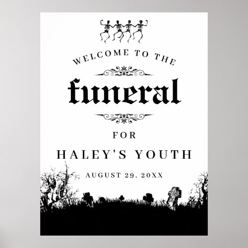 Funeral Theme RIP Twenties 20s Funny 30th Birthday Poster