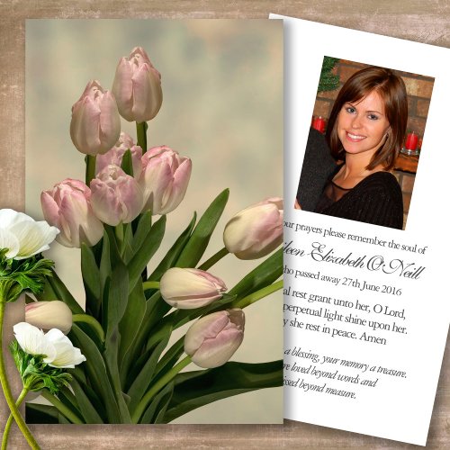 Funeral Tulips Memorial Prayer Sympathy Cards