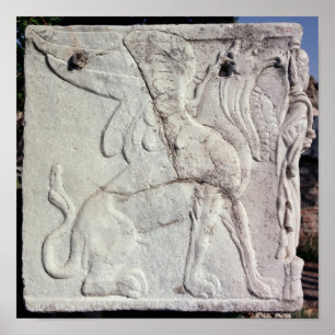 Funeral urn with carved relief of a Griffin Poster